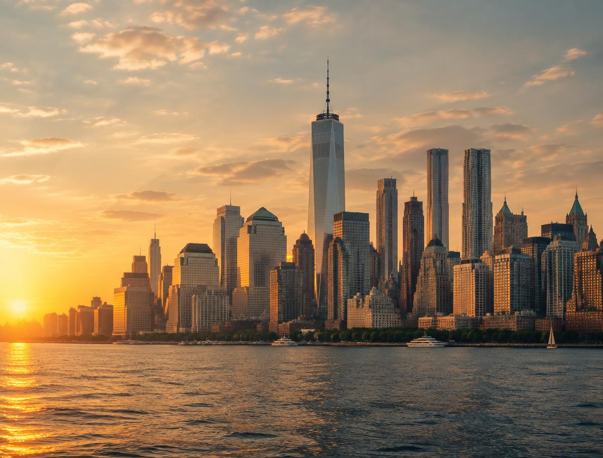 Lower Manhattan skyline recolored in the Blank Canvas brand palette